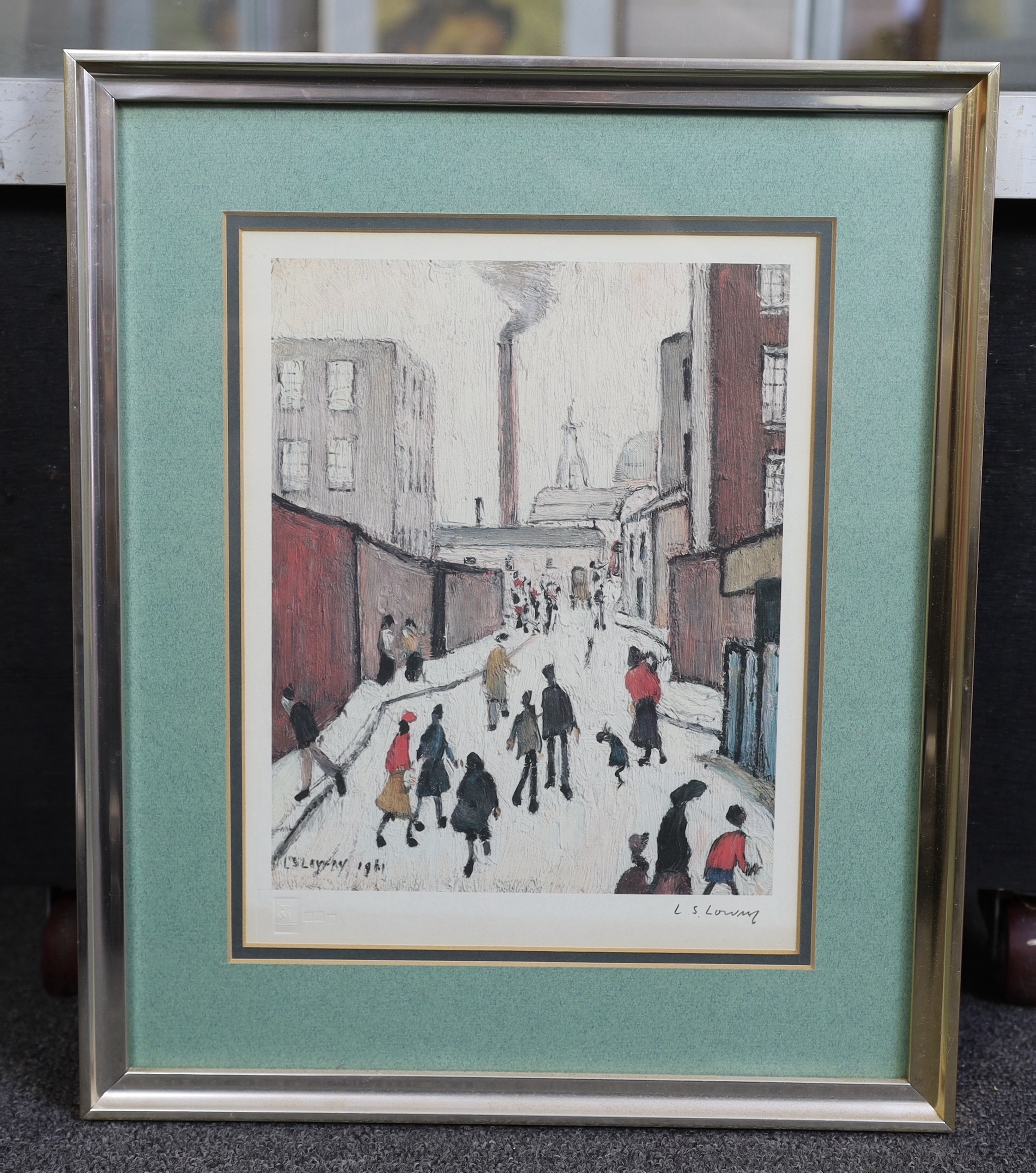 Laurence Stephen Lowry R.A. (English, 1887-1976), 'Street scene', offset lithograph, 25 x 20cm